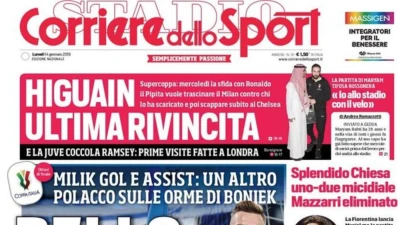 Milik superstar sulle prime pagine dei giornali